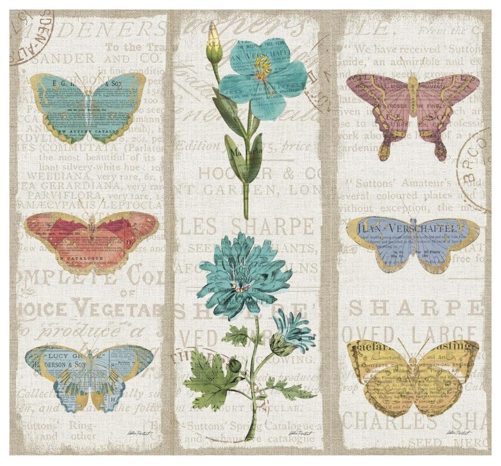 "Bookshelf Botanical II Triptych" Digital Paper Print by Katie Pertiet, 38"x35"