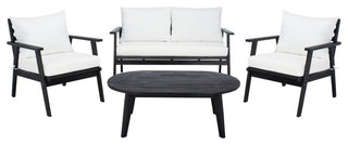 Safavieh Outdoor Deacon 4 Piece Living Set Black/Beige