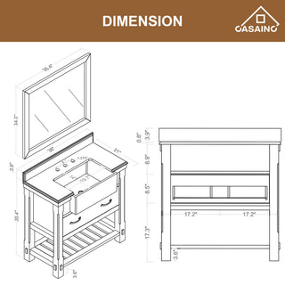 Bathroom Vanity, White Carrara Marble Top,with Sinks,Solid Wood Cabinets, 36in