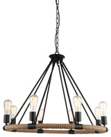 Ganges 8 Light Up Chandelier With Black Finish