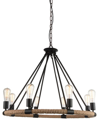 Ganges 8 Light Up Chandelier With Black Finish
