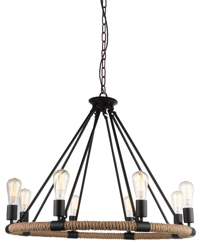 Ganges 8 Light Up Chandelier With Black Finish