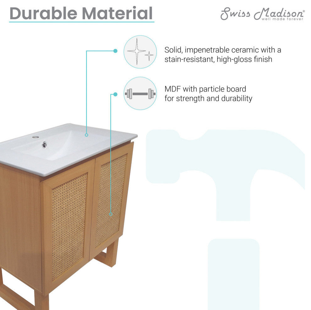 Arles 30" Single, Bathroom Vanity, Honey