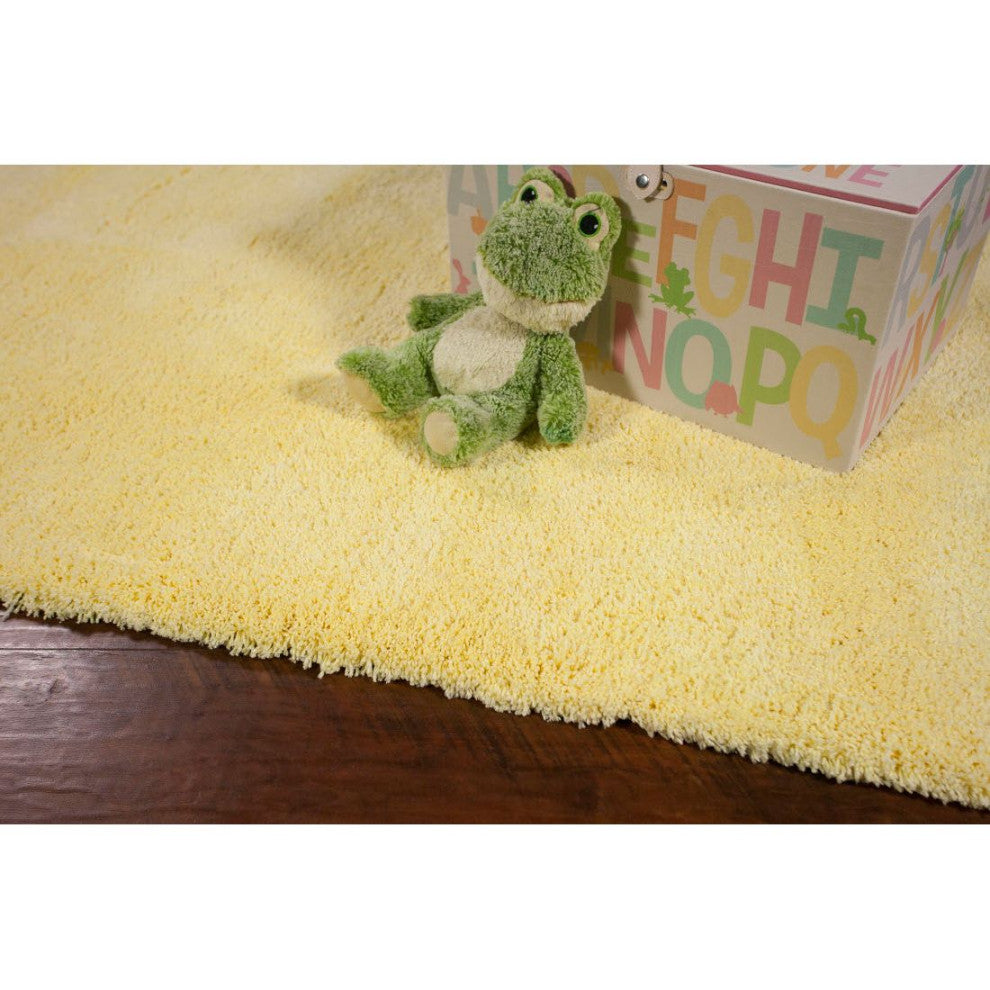 KAS Bliss 1574 Canary Yellow Shag Area Rug, 5' x 7'
