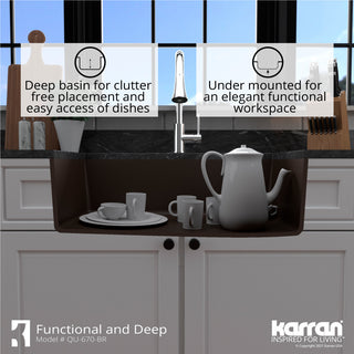 Karran Undermount Quartz 32" Single Bowl Kitchen Sink Kit, Brown