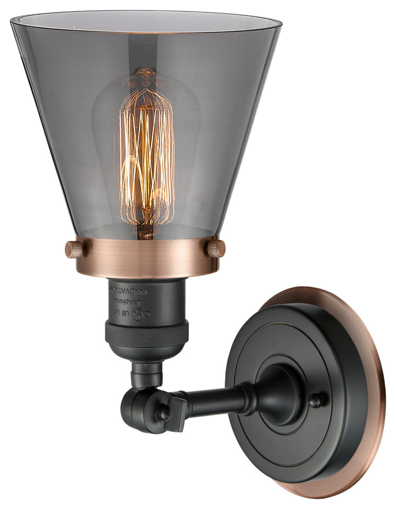 INNOVATIONS LIGHTING 203BK-BPAC-HRAC-G63 Small Cone 1 Light Mixed Metals Sconce
