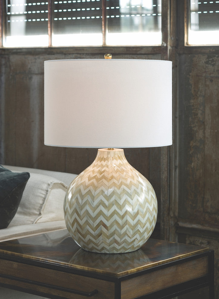 Chevron Bone Table Lamp, Natural