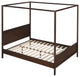 Queen Wood Frame Canopy Bed with Headboard and Footboard, Espresso, Queen