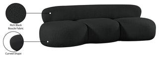 Venti Black Boucle Fabric Upholstered Set, Black, Sofa