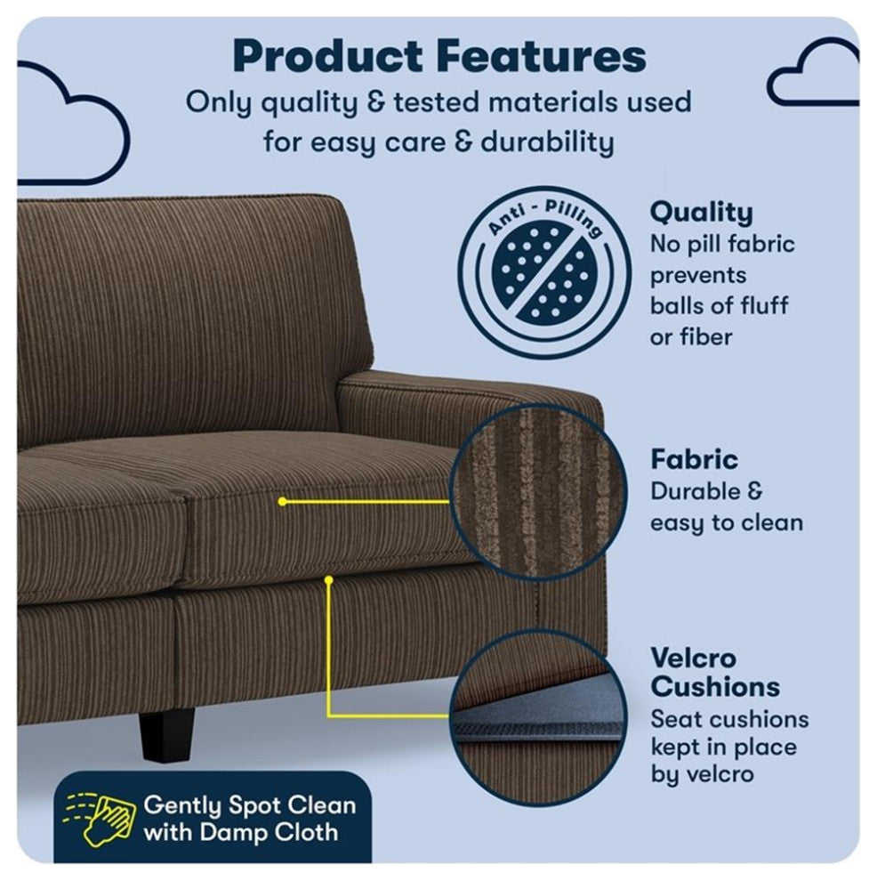Serta Palisades 73" Track Arm Sofa with Removable Covers Brown