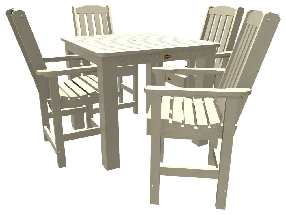 Springville 5-Piece Square Counter Dining Set, Weathered Acorn, Whitewash