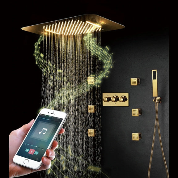Mount Rainfall Shower System With Jetted Body Sprays, Remote Control