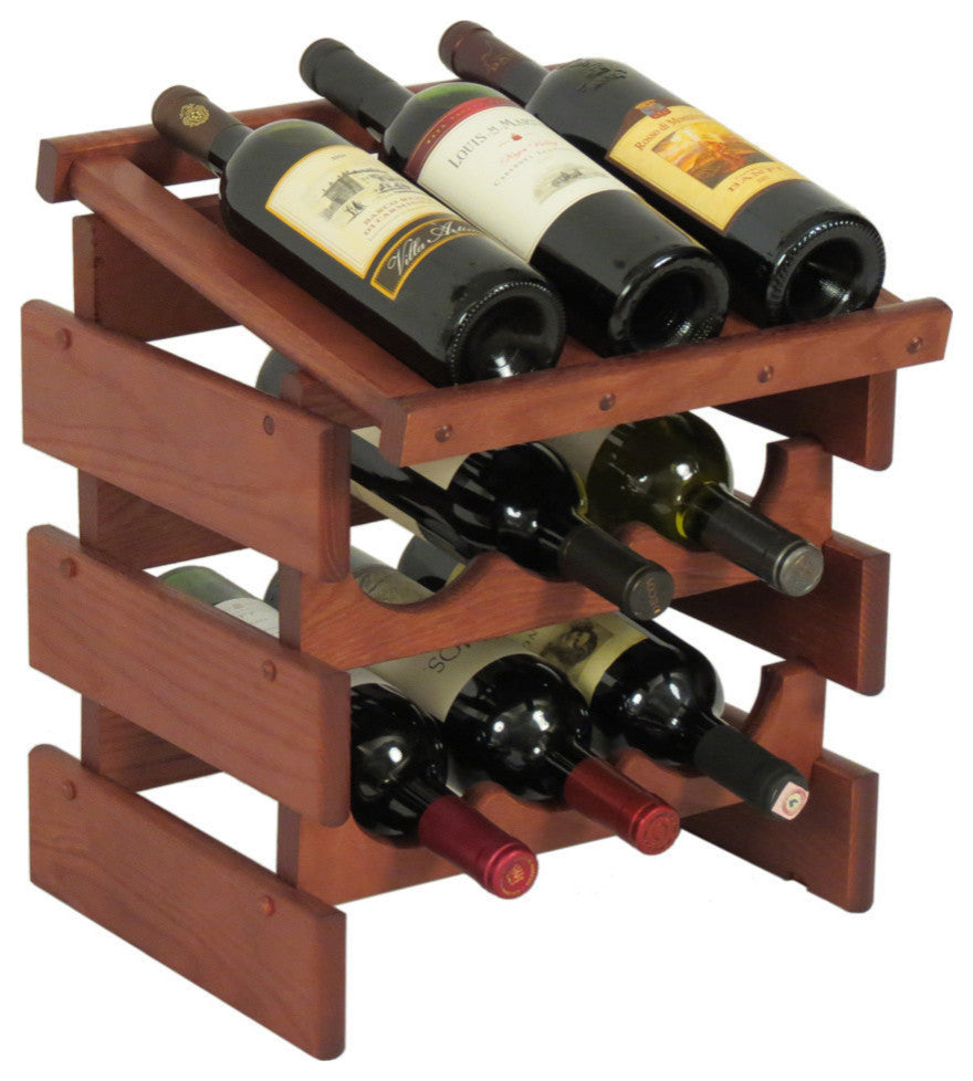 9 Bottle Dakota Wine Rack with Display Top, Mahogany
