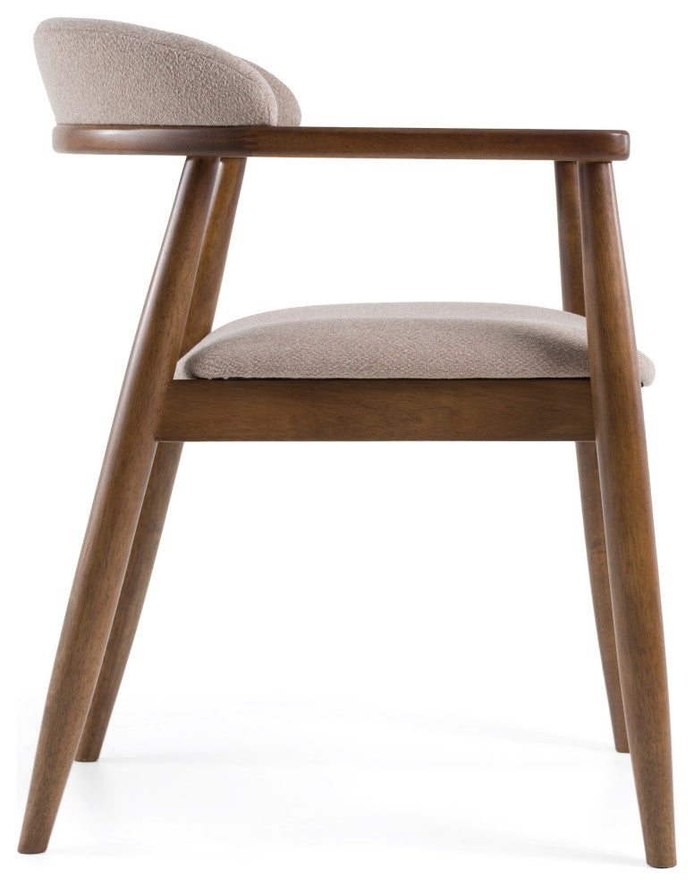 Modrest Cohen Mid-Century Modern Tan Fabric + Walnut Dining Chair