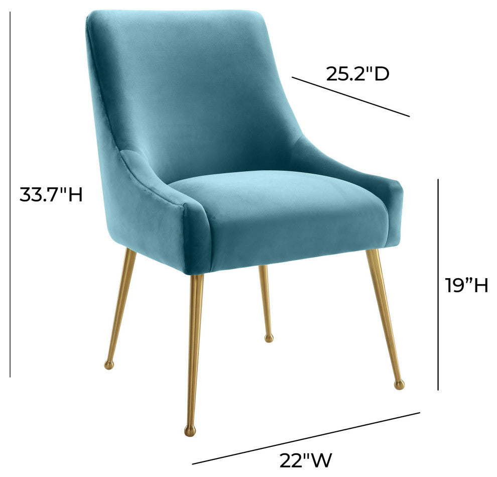 Beatrix Velvet Side Chair, Sea Blue