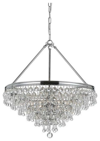 Calypso 6-Light Chandelier, Polished Chrome With Clear Glass Drops Crystal