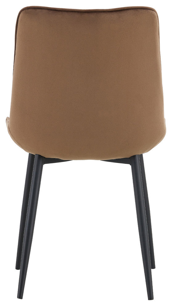 20 in.W Indoor Velvet 4 Dining Chairs with Cushions and Coated Legs, Brown