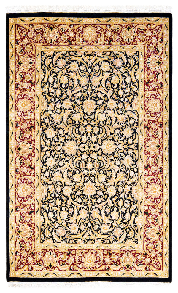 Mogul, One-of-a-Kind Hand-Knotted Area Rug Black, 4' 3" x 6' 5"