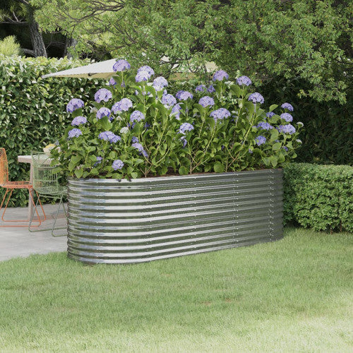vidaXL Raised Garden Bed Raised Flower Bed Galvanized Steel Planter Silver