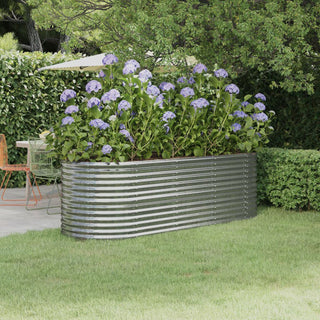 vidaXL Raised Garden Bed Raised Flower Bed Galvanized Steel Planter Silver