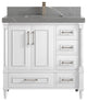 Aberdeen 36 Center Sink Bath Vanity in White 2" Piatra Gray