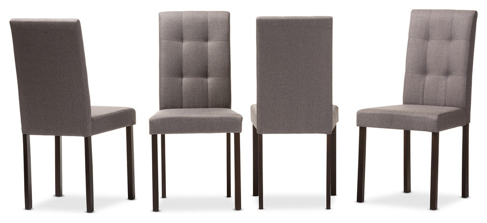 Andrew Fabric Upholstered Grid-Tufting Dining Chair, Set of 4, Gray