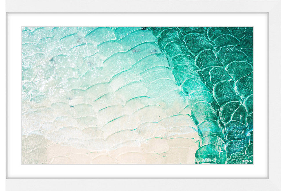 "Aqua Waves" Framed Painting Print, 24"x16"