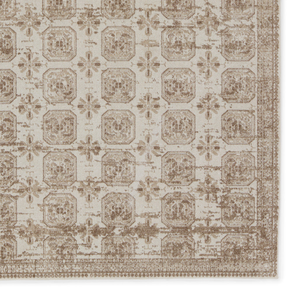 Machine Washable Vibe by Jaipur Living Milea Trellis Tan/ Cream Area Rug, 9'x12'