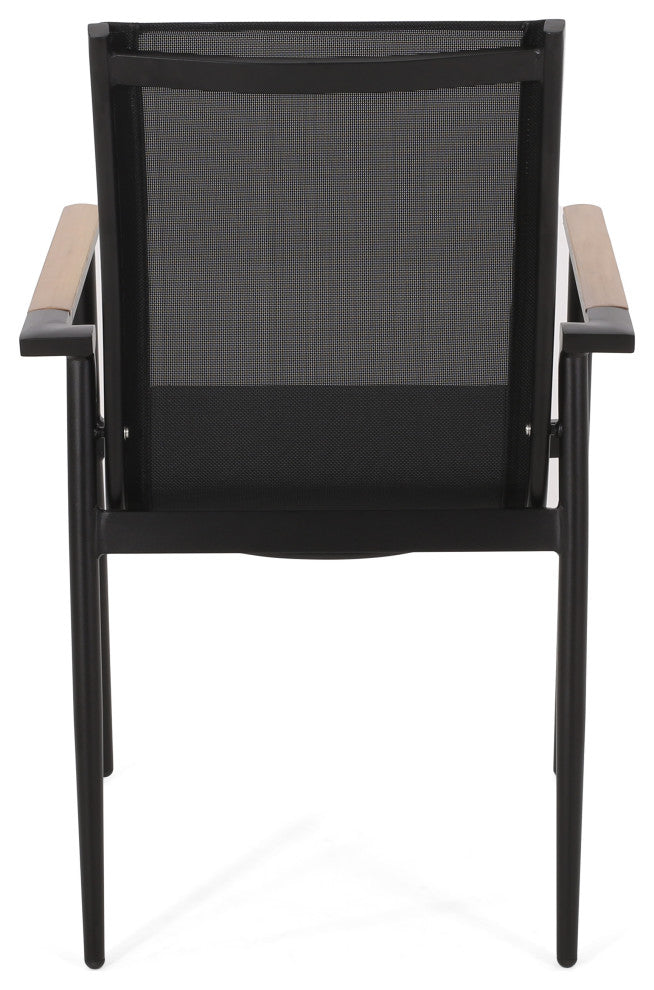 Shane Outdoor Mesh and Aluminum Dining Chairs, Set of 2