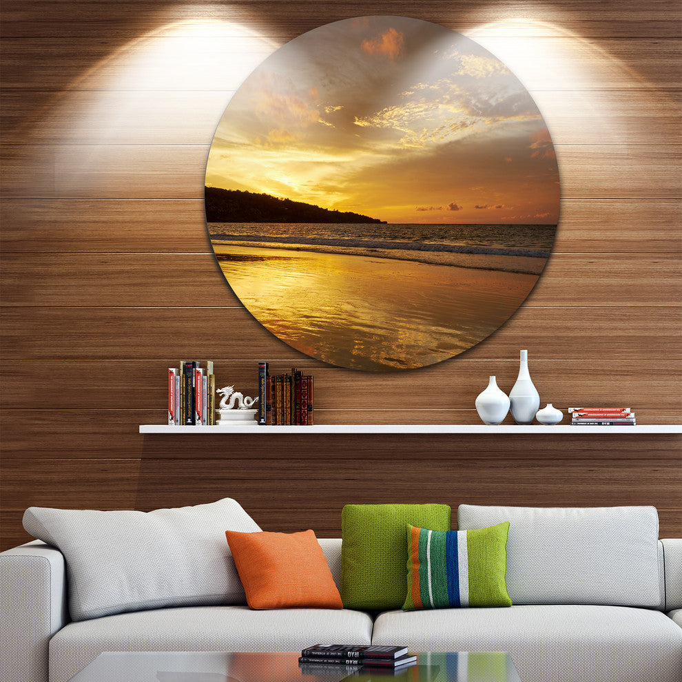 Amazing Beach With Beautiful Breaking Waves, Beach Round Wall Art, 11"