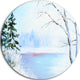 Frozen River Oil Painting, Landscape Painting Disc Metal Wall Art, 23"