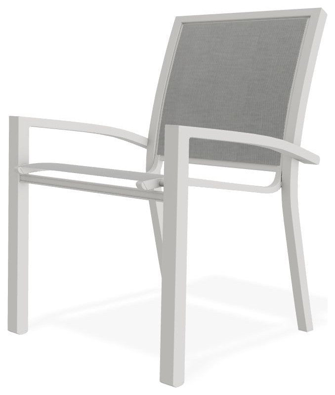 Kendall Sling Stackable Outdoor Dining Chair, Alloy/Snow