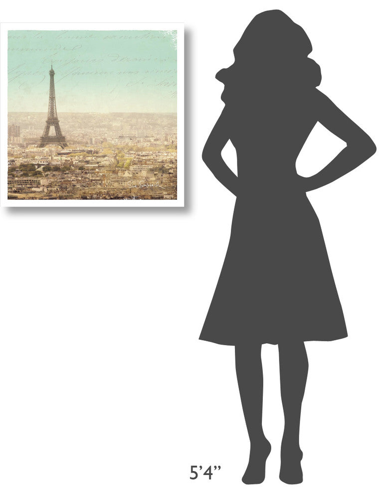 "Eiffel Landscape Letter Blue II" Digital Paper Print by Sue Schlabach, 26"x26"