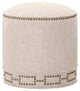 Benzara BM174254 Fully Upholstered Round Ottoman, Bisque Cream