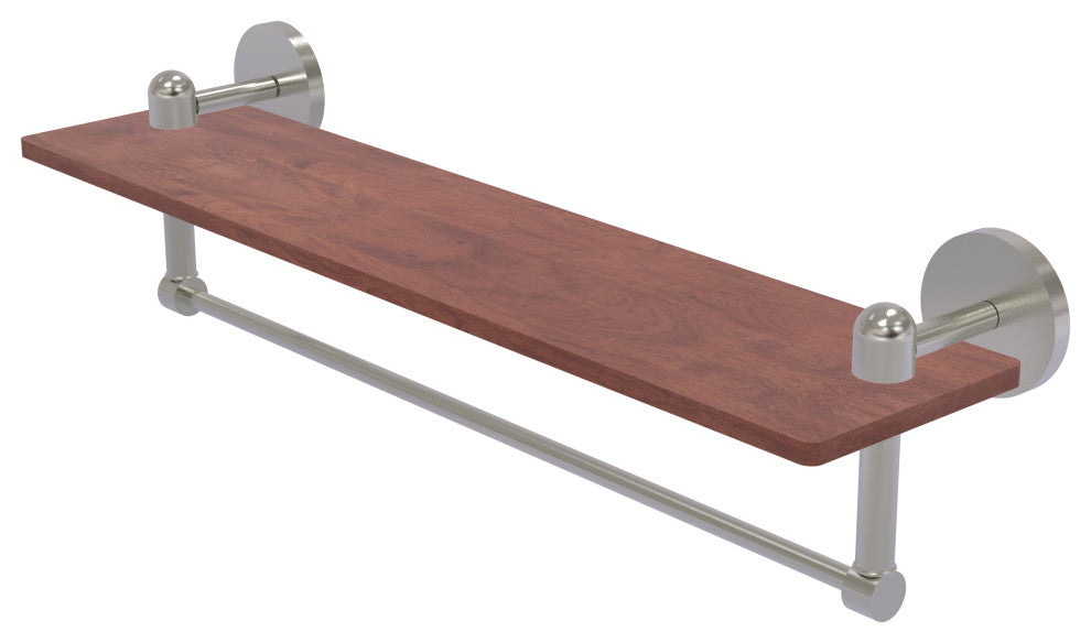 Tango 22" Solid Wood Shelf with Towel Bar, Satin Nickel