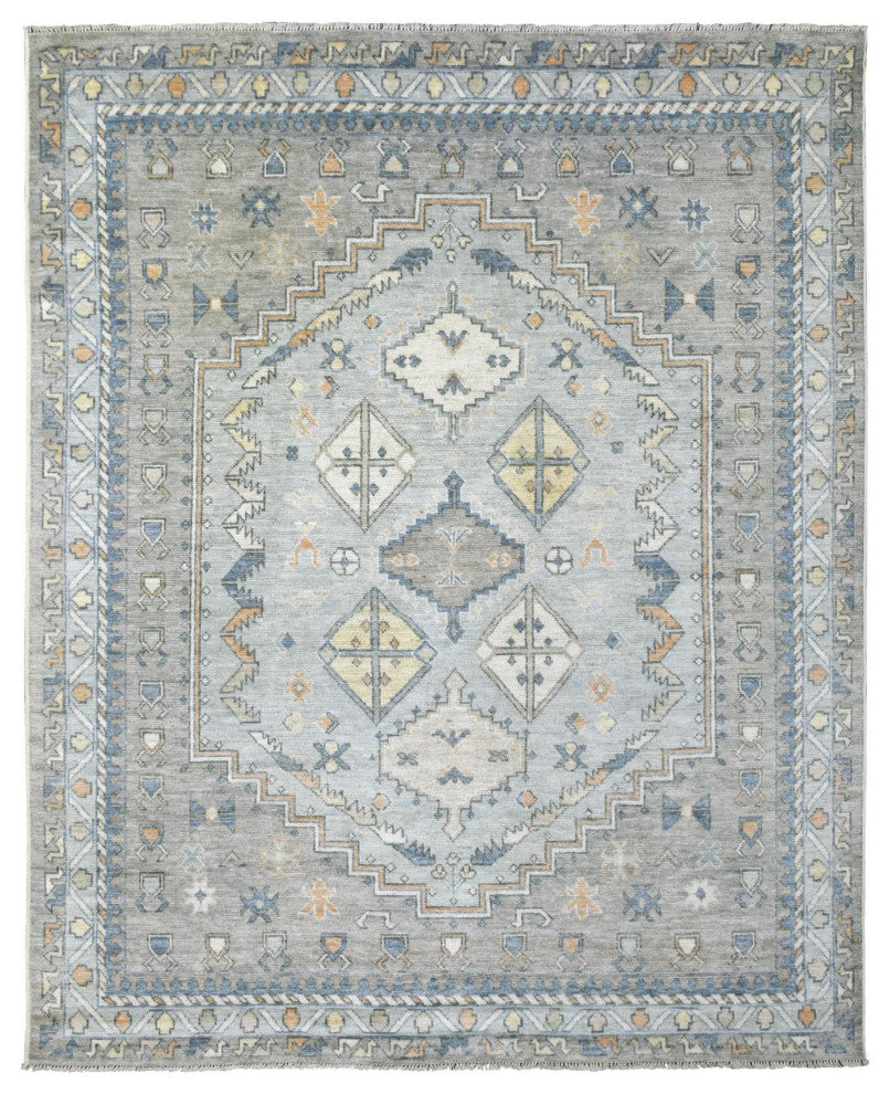 Light Gray, Anatolian Village Inspired Hand Knotted Oriental Rug, 8'0"x9'10"