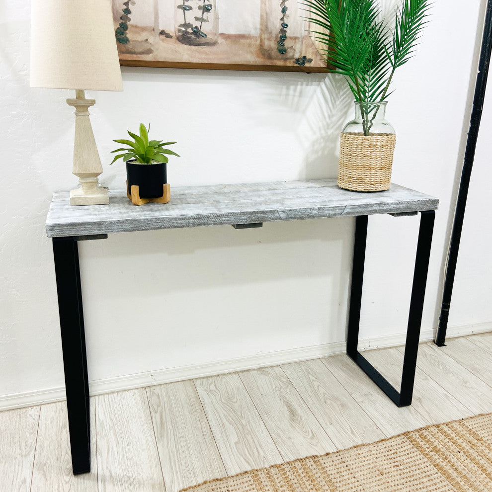 Barn Walls Bedroom Console Table Accent Table, Handcrafted, Graywash, 58" Length