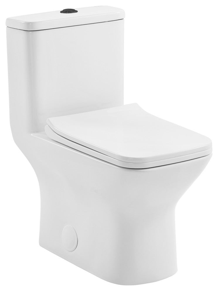 Carre 1-Piece Square Toilet Dual Flush, Black Hardware