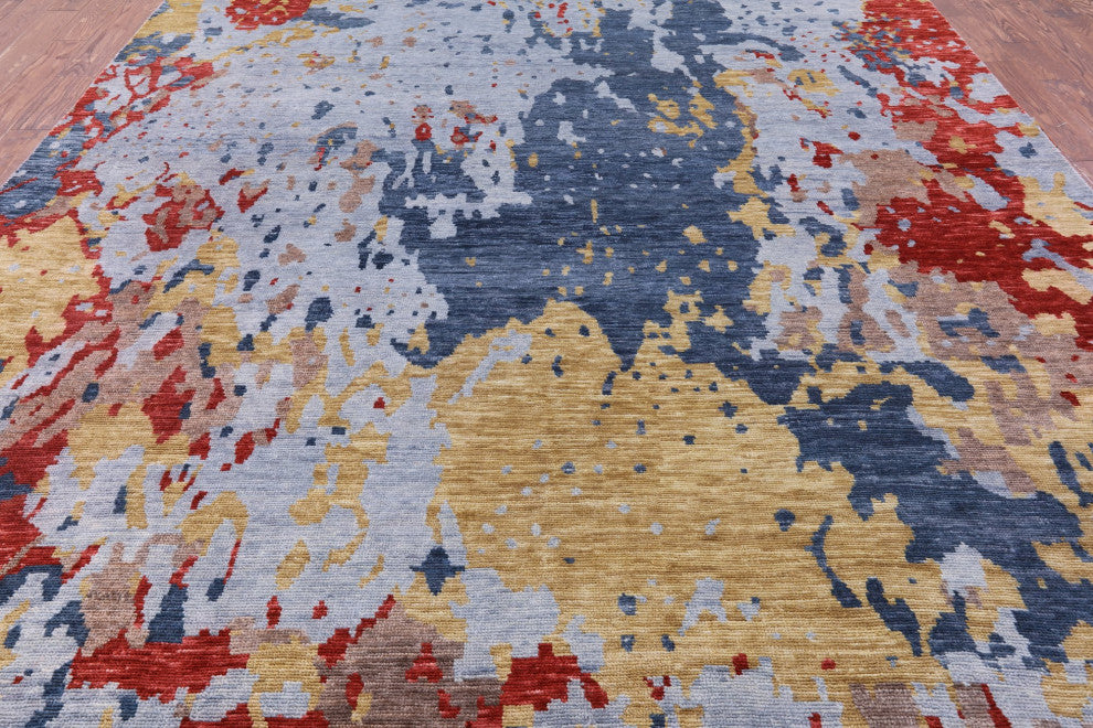 10' 0" X 14' 0" Abstract Hand Knotted Wool Rug Q8985