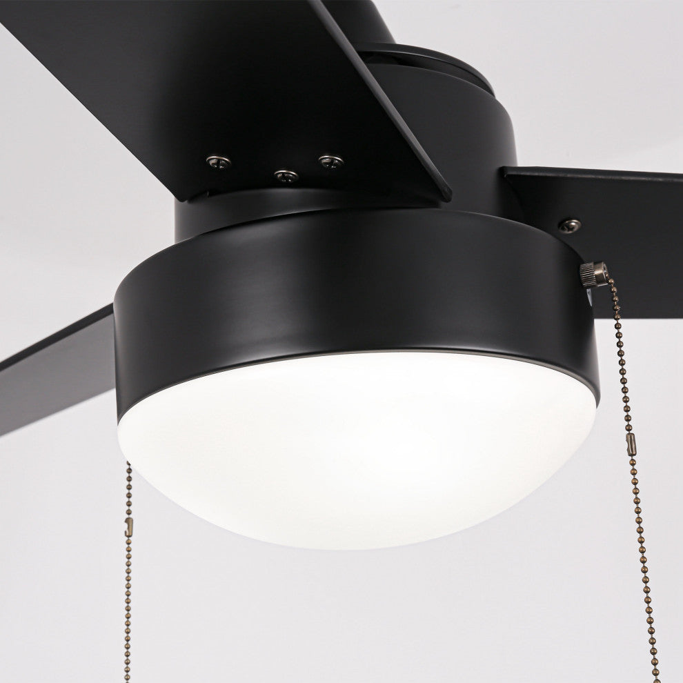 42-inch Industrial Black Ceiling Fan with Light and Pull Chain