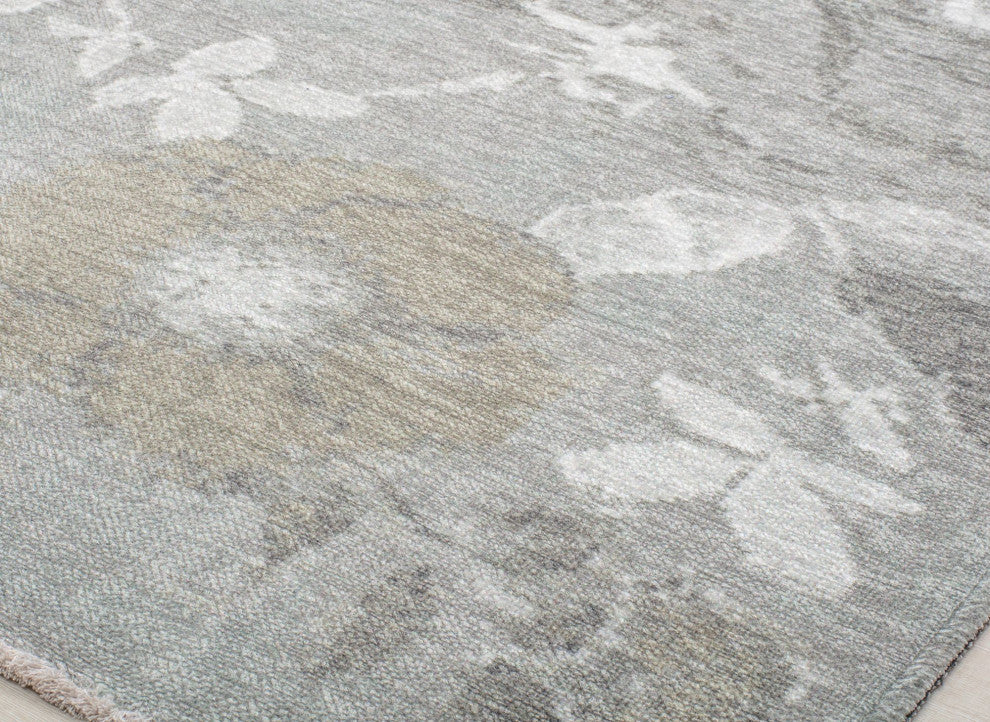 Serafina Fair Florals Floral Contemporary Gray Area Rug, 7'10"x10'0"