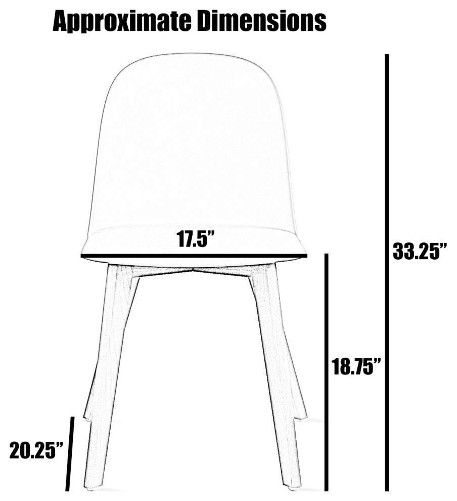 Set of 4 Modern Dining Side Chairs Molded Plastic With Round Back Wooden Legs, Gray