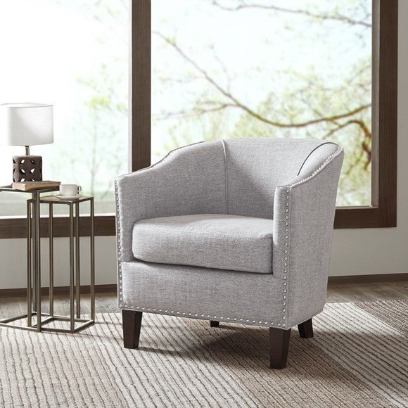 Madison Park Fremont Barrel Arm Chair, Blue, Cream