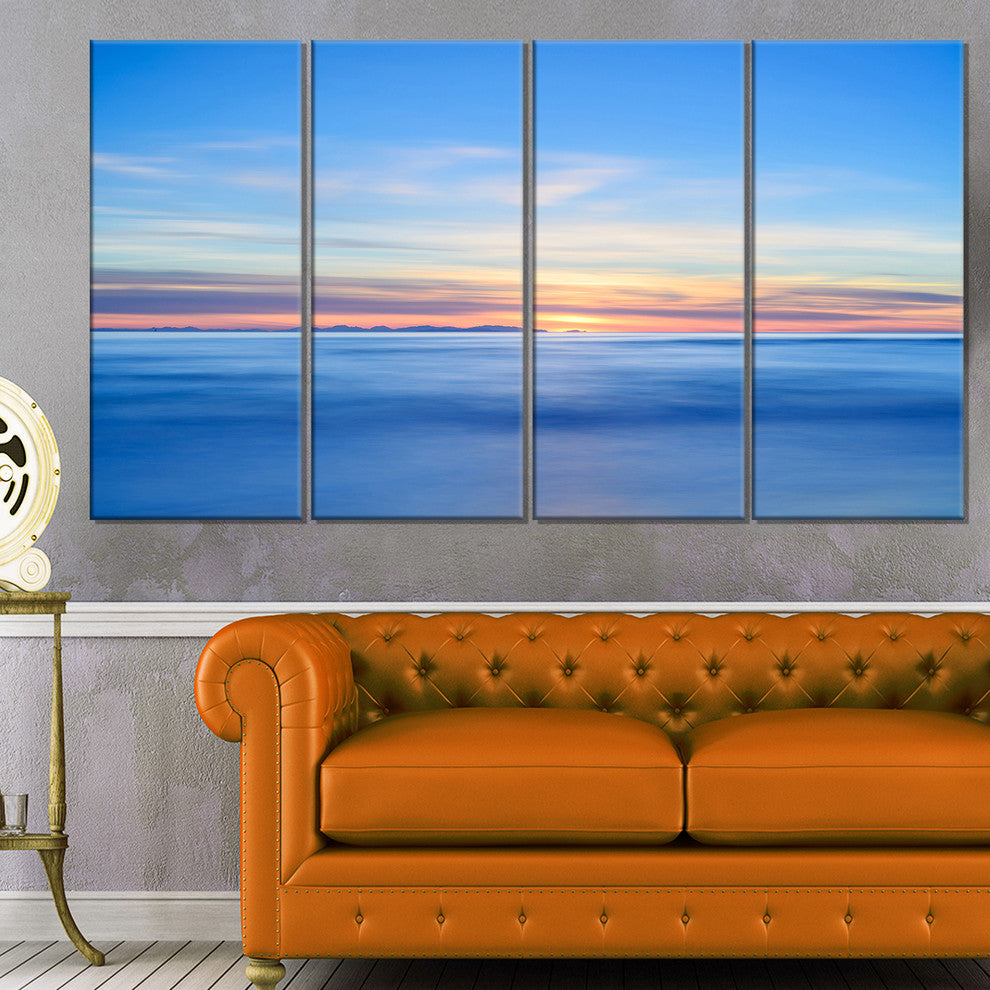 "Corsica Island Sunset View Italy" Seashore Wall Art, 4 Panels, 48"x28"