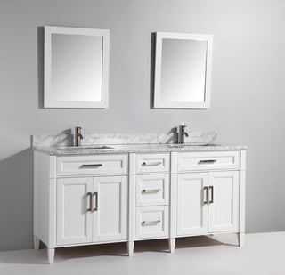 Vanity Set With Carrara Marble Top, 72", White