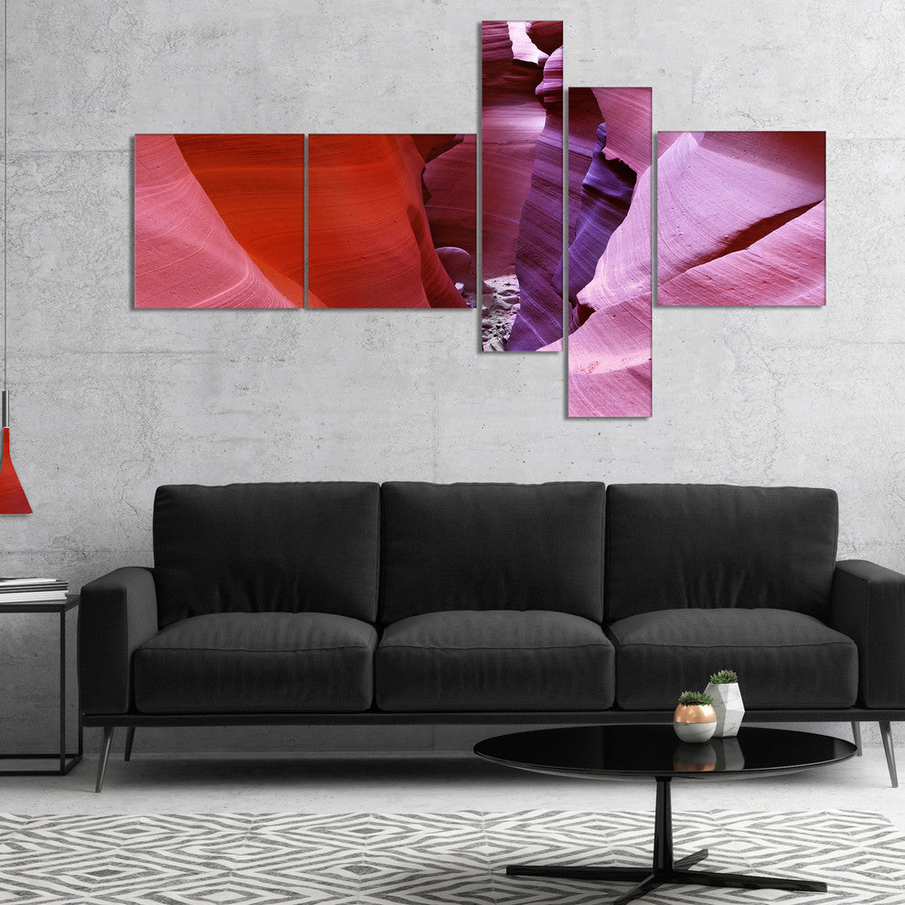 Purple Antelope Canyon View, Landscape Photo Canvas Print, 60"x32", 5 panels