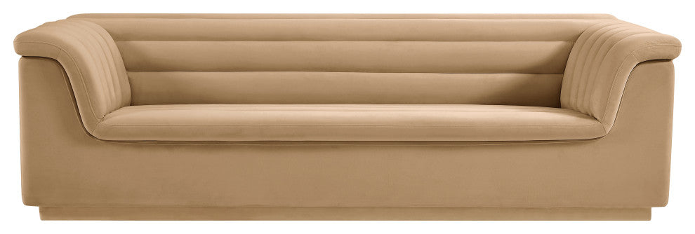 Cascade Upholstered Set, Camel, Velvet, Sofa