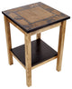 Stained and Black Square End Table With Pinecone Border