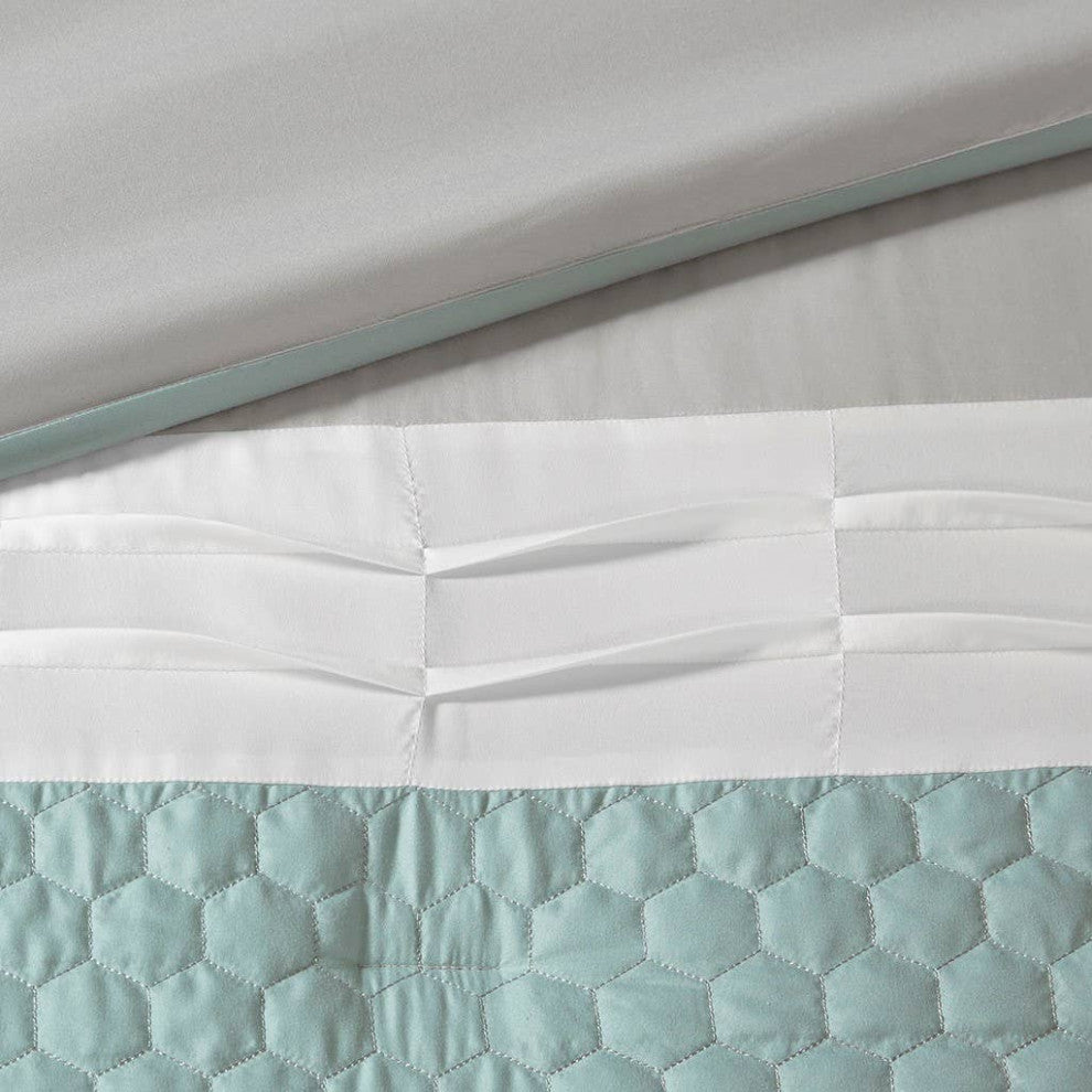 510 Design Tinsley Seafoam Blue/Grey Colorblock Comforter Set, Cal King