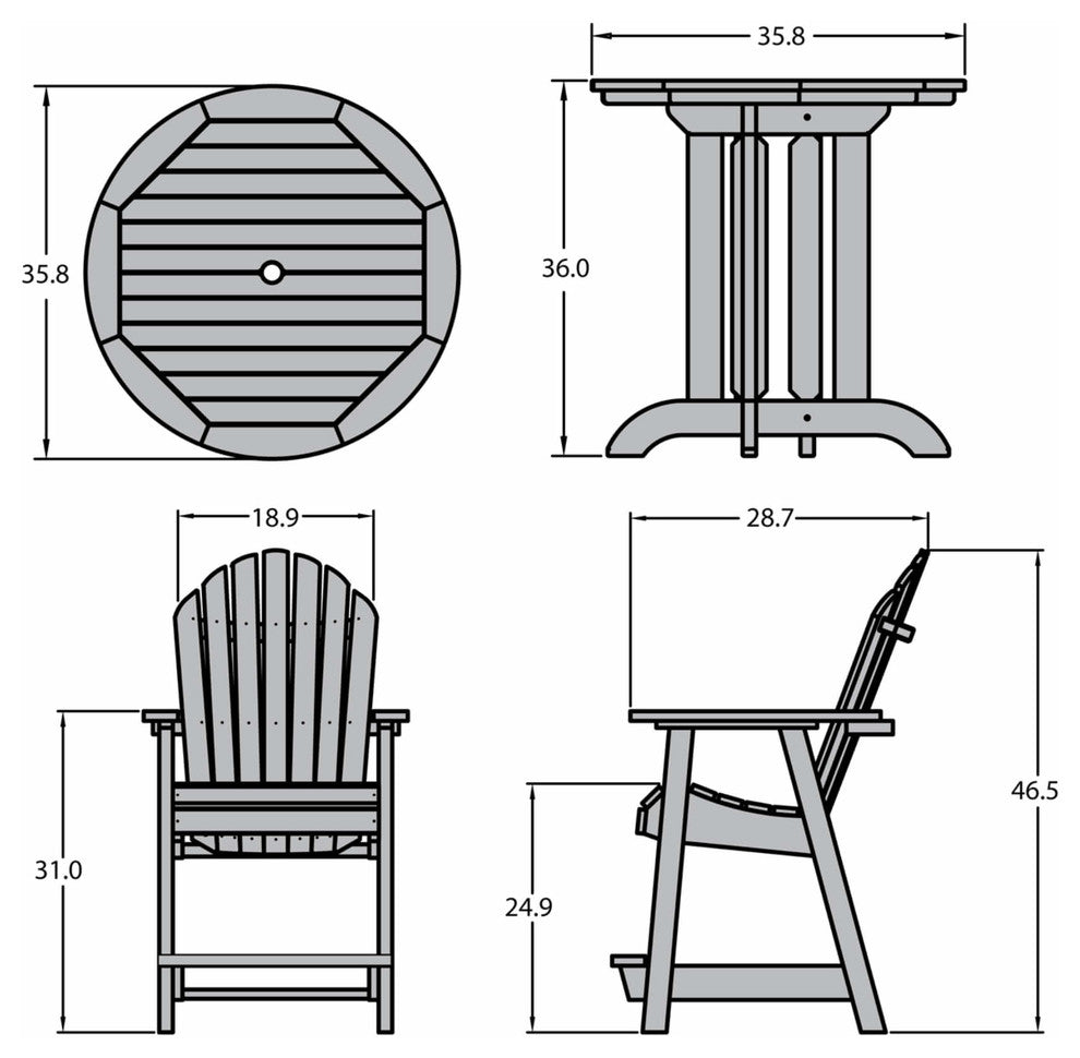 Hamilton 3-Piece Round Counter-Height Dining Set, White